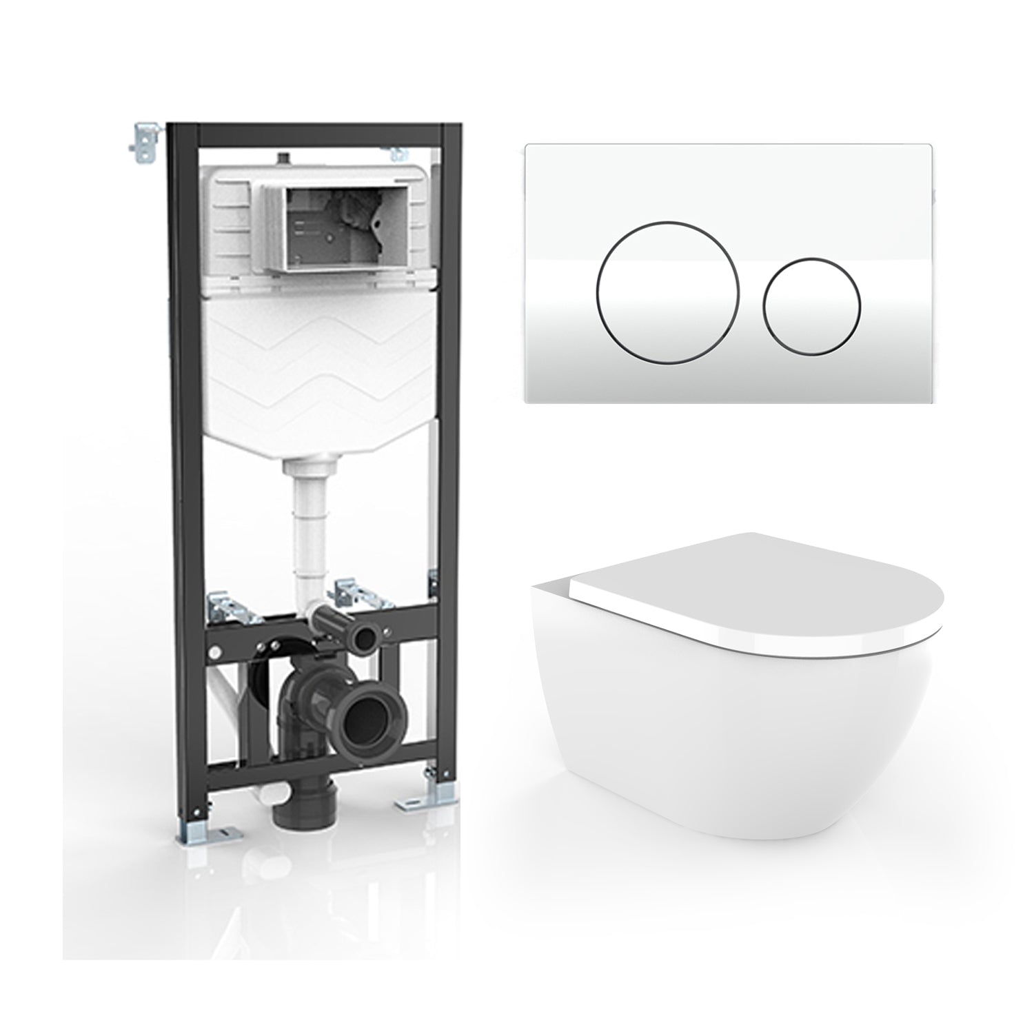 Wall hung Rimless P-trap One Piece Toilet Bowl Modern Ceramic Wall Mounted Toilet