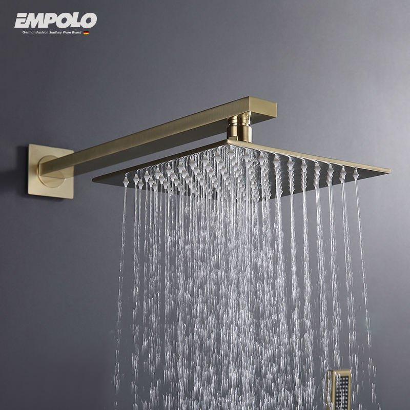 Bathrooms Complete Brass Wall Shower Mounted Gold Hotel Rain Shower 8/10/12 Inch