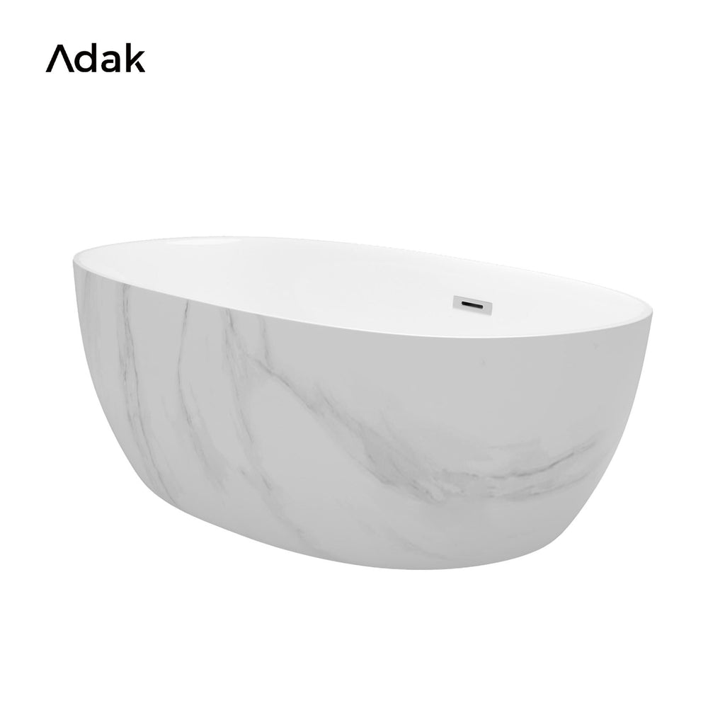 Freestanding Portable Acrylic Bathtub with Marble Texture 1700x750x600MM