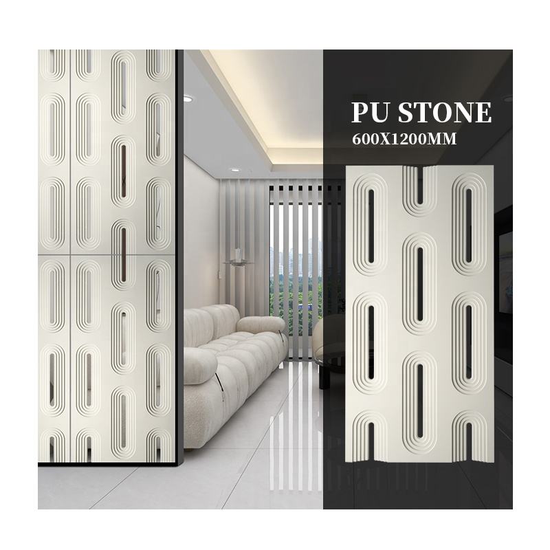 Indoor & Outdoor 3D Wall Panels, 600x1200mm White PU Geometric Panel for Modern Facade and Accent Wall