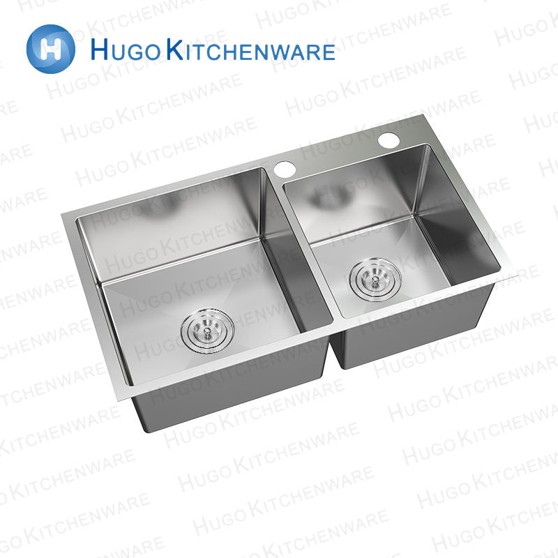 Italian Commercial Stainless Steel Kitchen Sink Double Bowl for Home or Hotel Use SUS304 Material Faucet Not Included