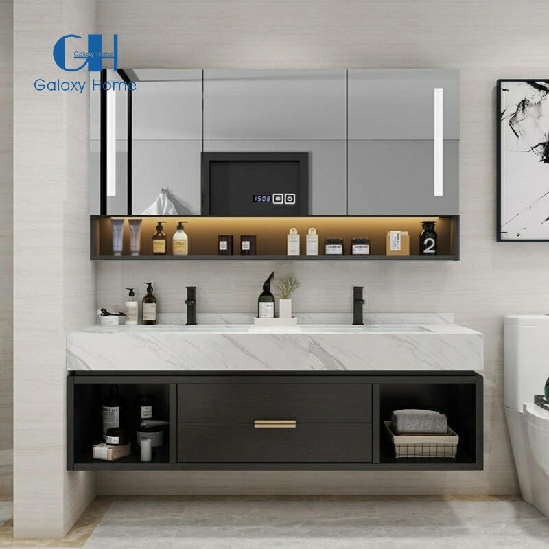 American Style Panel Bathroom Vanity Cabinet Furniture With Single and Double Sinks and Mirror Wash Basin for Hotel Bathroom