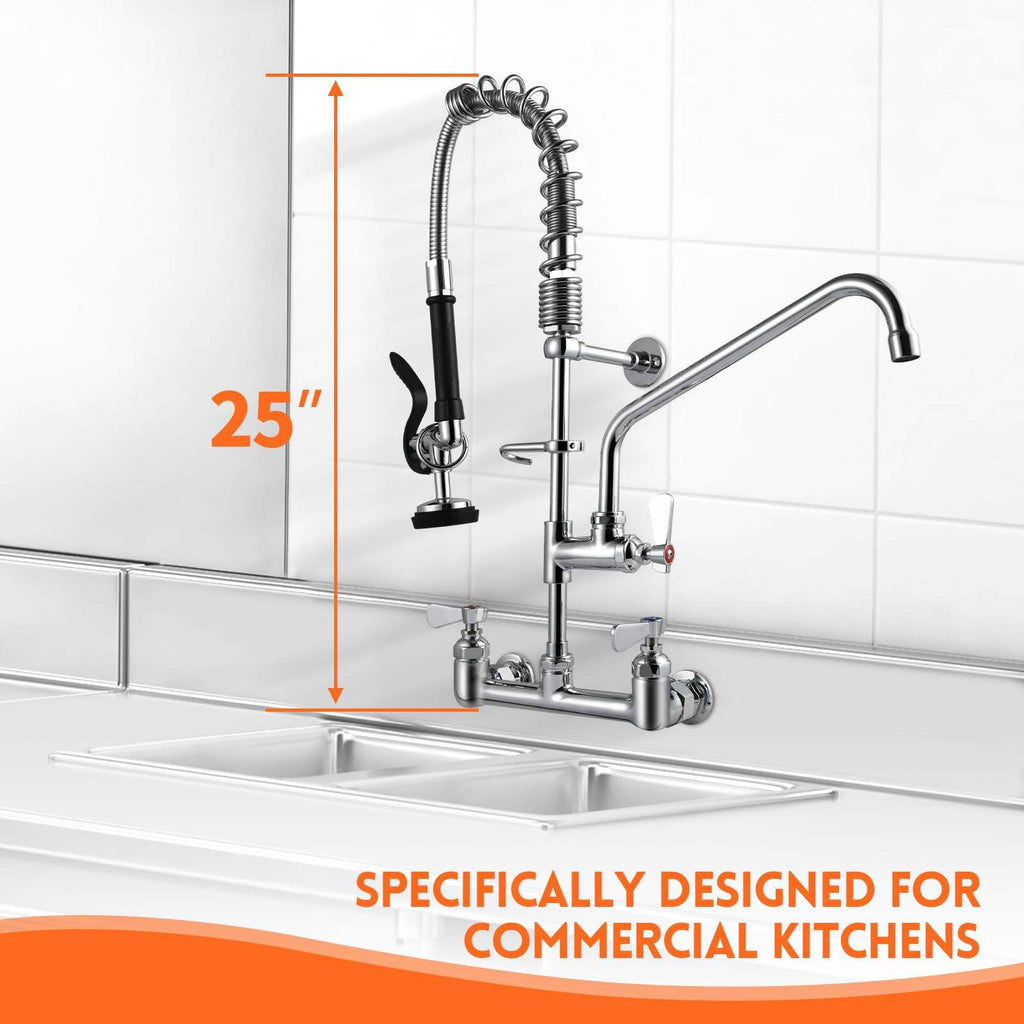 25 Inch Commercial Style  Restaurant Dishwasher Water Supply Kit Double Hole Kitchen Mixer