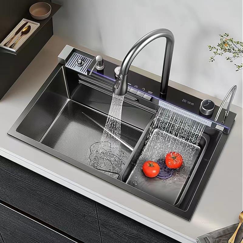 Smart Commercial Stainless Steel Black Waterfall Rainfall Hot and Cold Rack Mixer