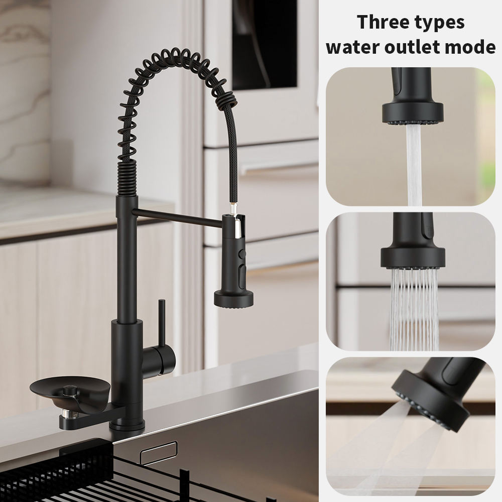 Premium Glass Rinse Station & Stainless Steel Pull Out Spray Kitchen Faucet