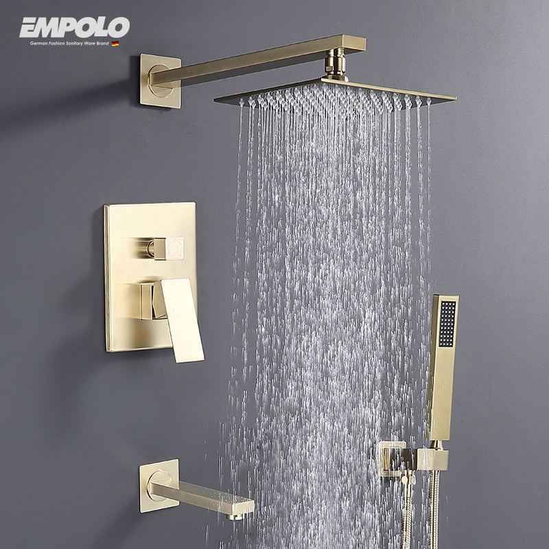 Bathrooms Complete Brass Wall Shower Mounted Gold Hotel Rain Shower 8/10/12 Inch