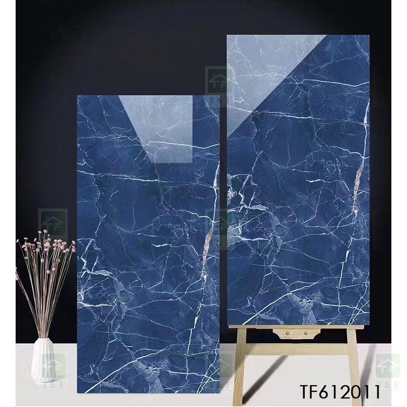 Full Body Porcelain Marble Tiles with a glossy glazed surface, measuring 600x1200mm x 11mm