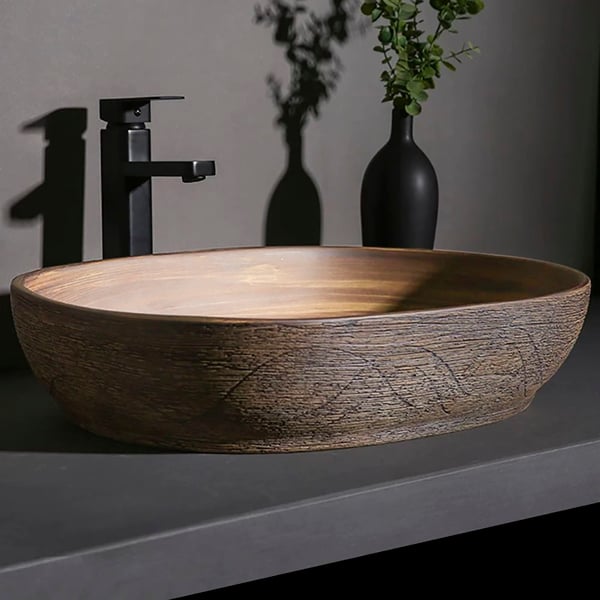 Ceramic Oval Counter Top Art Basin