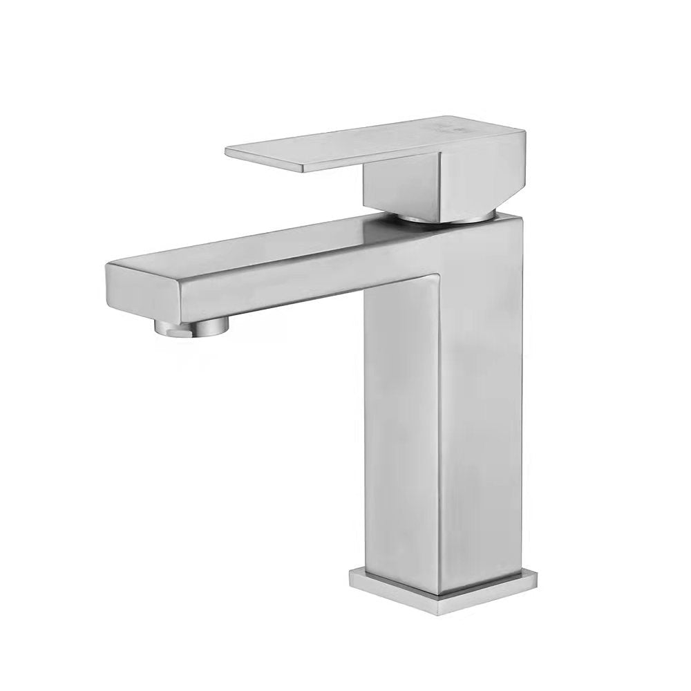 Single Handle Single Hole SUS 304 Brushed Finished Bathroom Basin Tap