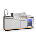 Professional 6 Burner Gas BBQ Island with Outdoor Kitchen Sink/Cabinet/Fridge