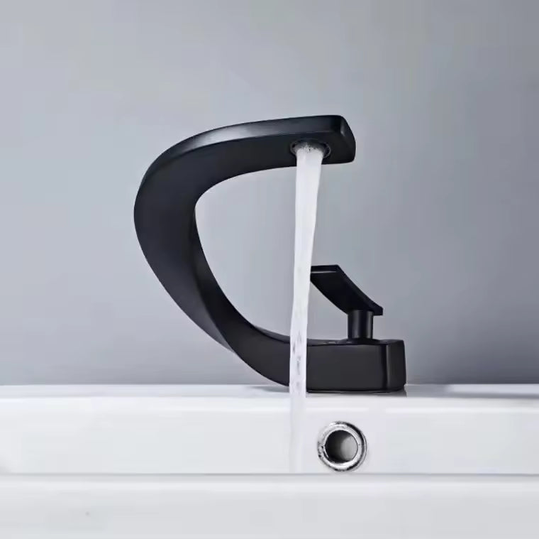 Elegant Design C Shape White & Gold Waterfall Full Copper Faucet/Mixer