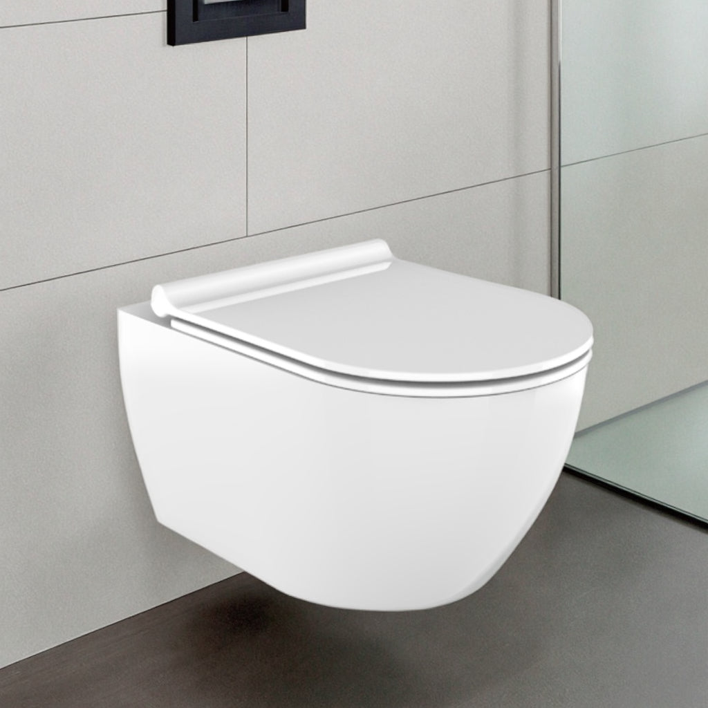 Wall hung Rimless P-trap One Piece Toilet Bowl Modern Ceramic Wall Mounted Toilet