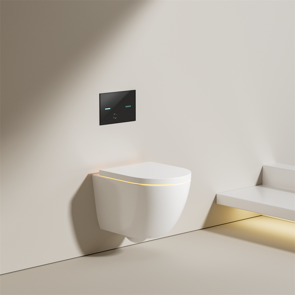 Wall-Mounted 48 cm Toilet Set Ceramic Two-Piece Rimless P-Trap