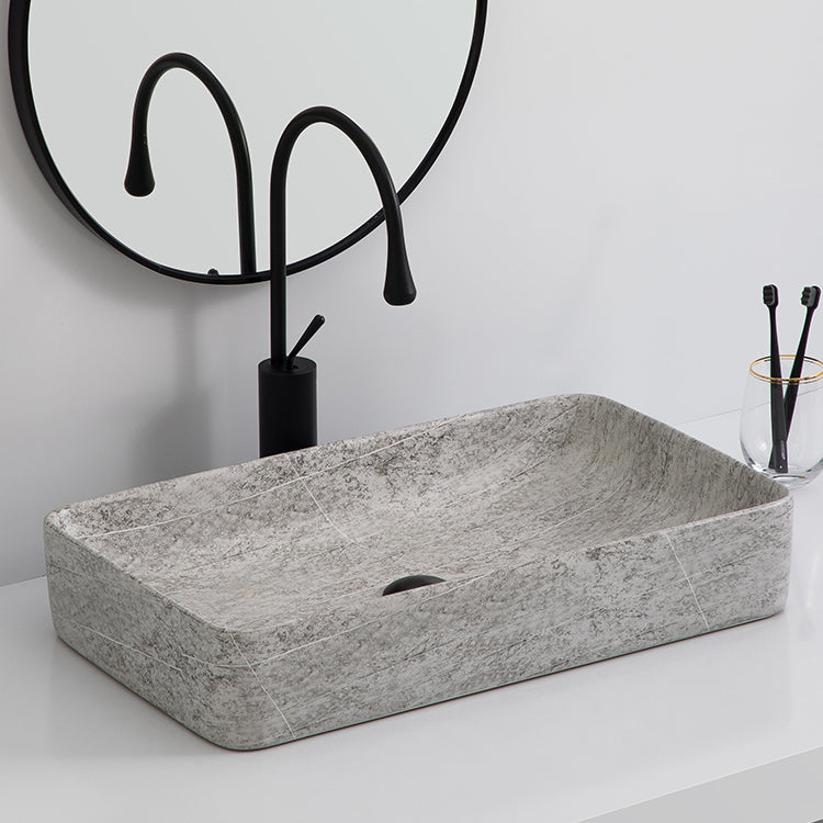 Ceramic Hand Wash Basin Rectangular-shaped Porcelain Material Art Mount Bathrooms