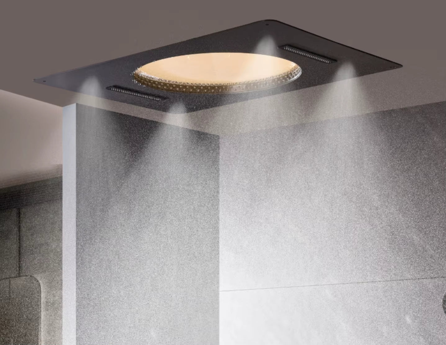 Ceiling Embedded 6800mm LED Rain Waterfall Mist Bathroom Conceal Thermostatic Shower System Set