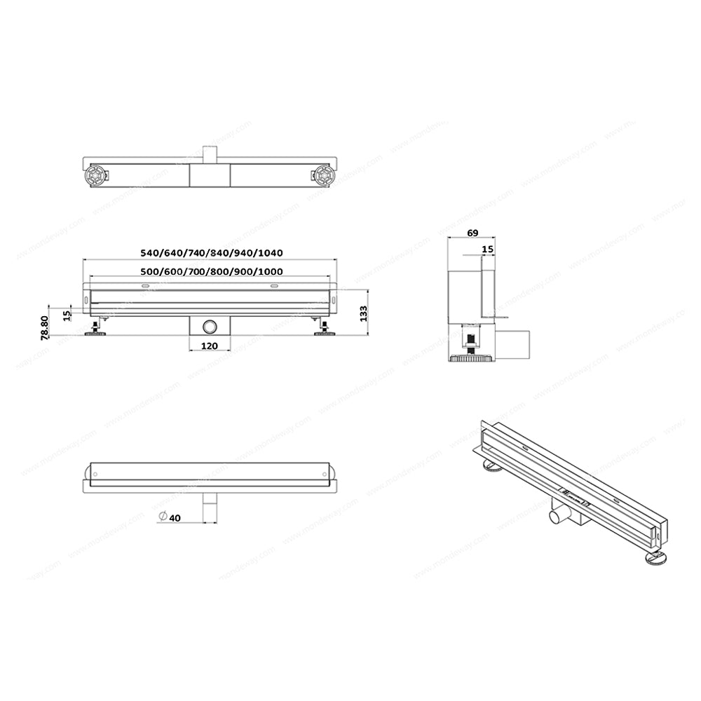 New Design Wall Drainage 304 Stainless Steel Linear Shower Floor Drain With Tile Insert Grate Cover