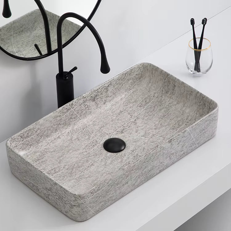 Ceramic Hand Wash Basin Rectangular-shaped Porcelain Material Art Mount Bathrooms