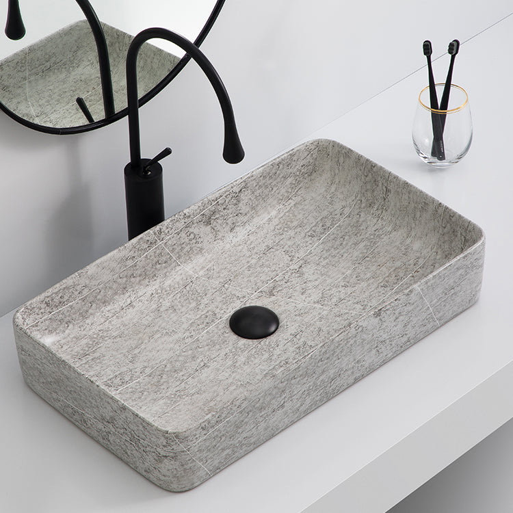 Ceramic Hand Wash Basin Rectangular-shaped Porcelain Material Art Mount Bathrooms