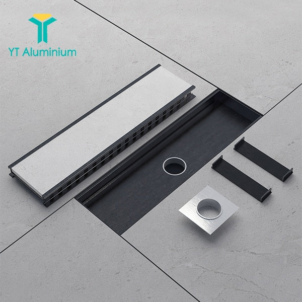 Aluminum Linear Shower Drain With Tile Insert Grate, Floor Drain 5600mm