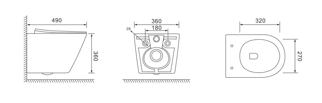 European Design Hidden Water Tank Wall Mounted Rimless Tornado Flush Ceramic Toilet