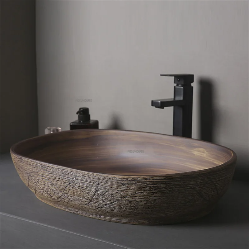 Ceramic Oval Counter Top Art Basin