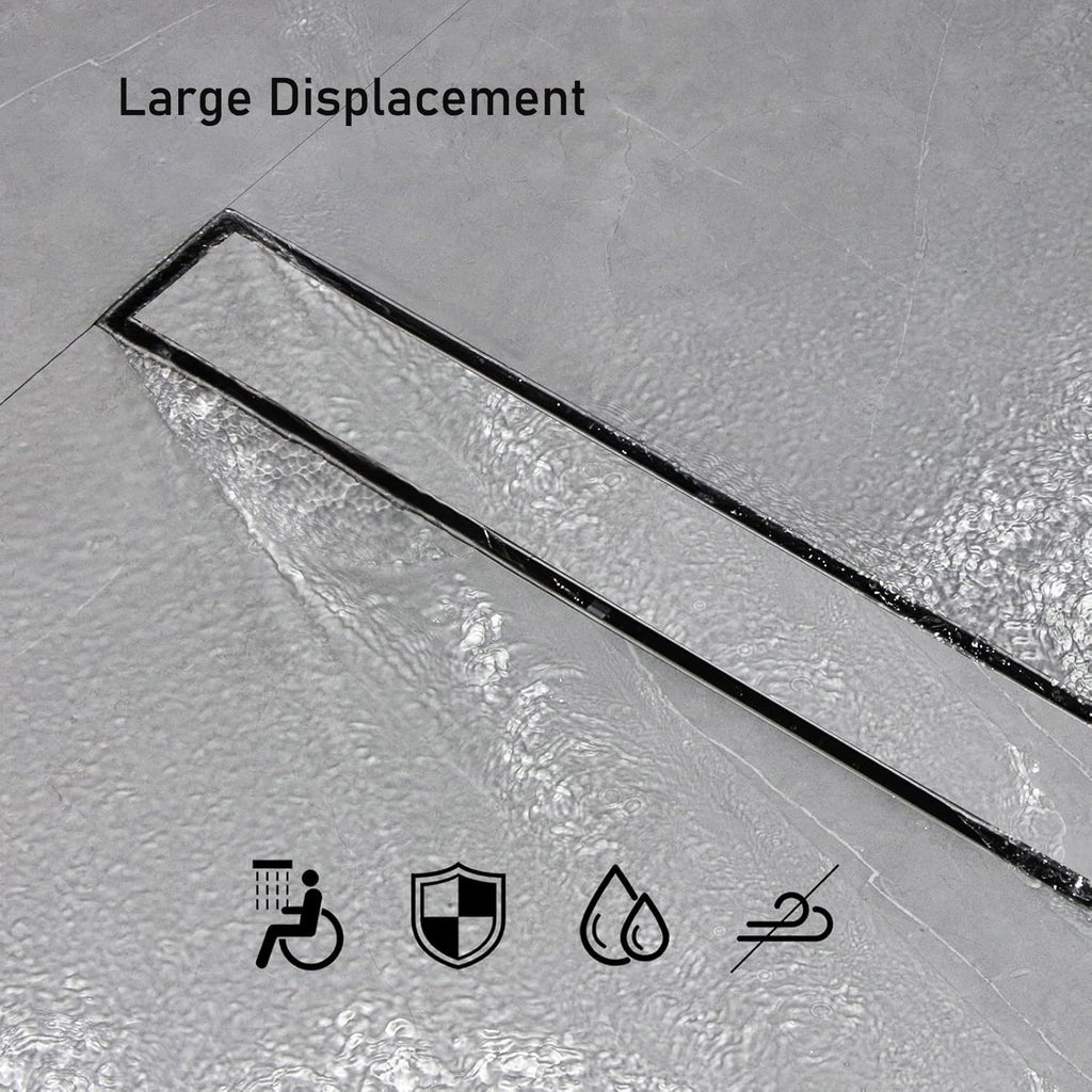 Tile Insert Channel Stainless Steel Strip Siphon Long Floor Waste Drain Bathroom