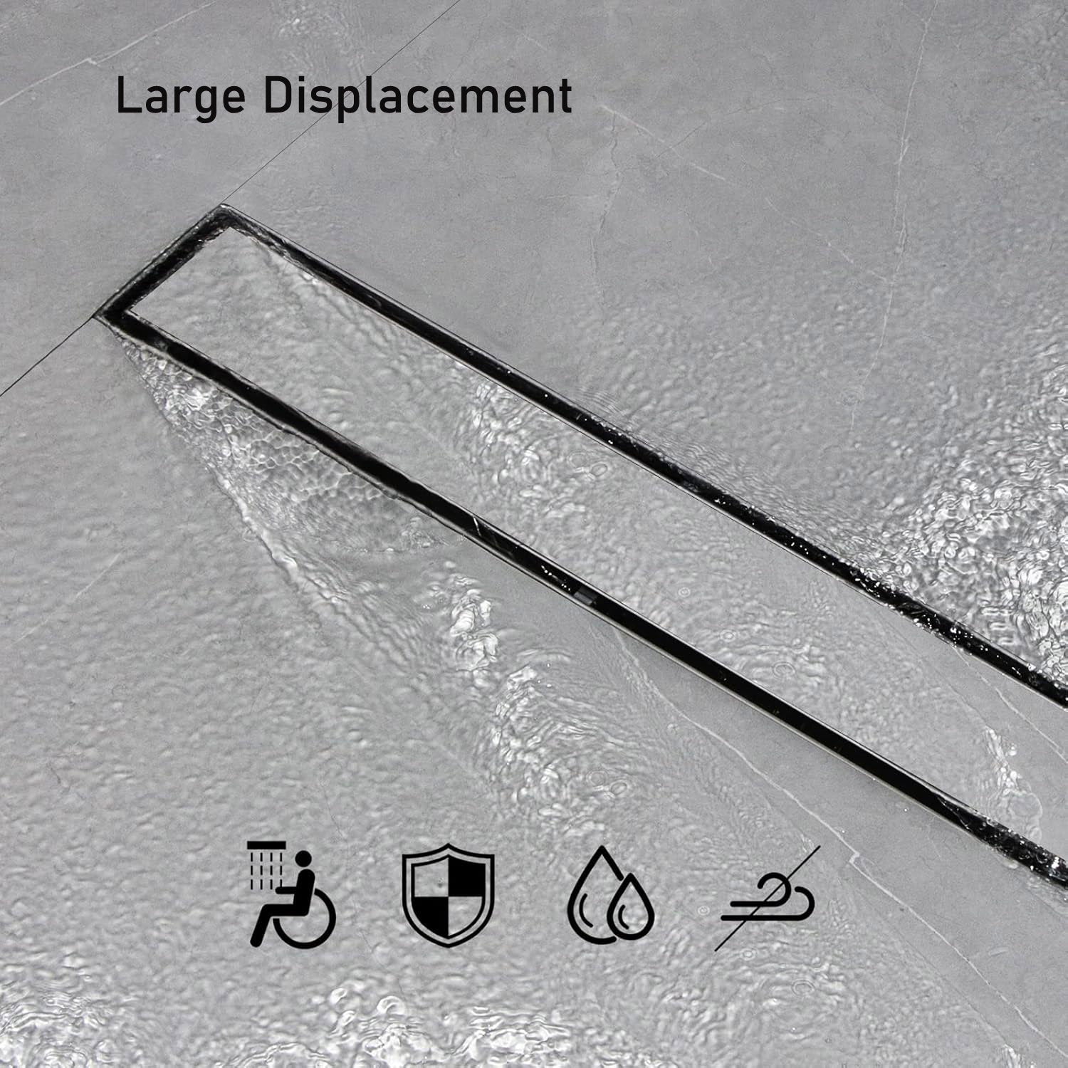 Tile Insert Channel Stainless Steel Strip Siphon Long Floor Waste Drain Bathroom