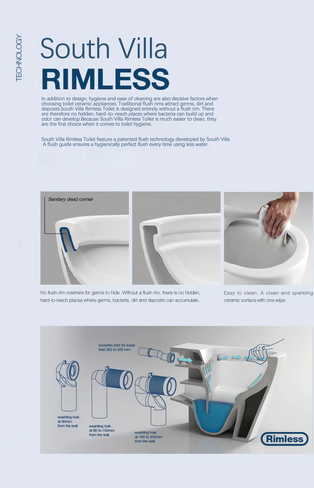 European Design Hidden Water Tank Wall Mounted Rimless Tornado Flush Ceramic Toilet