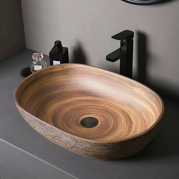 Ceramic Oval Counter Top Art Basin