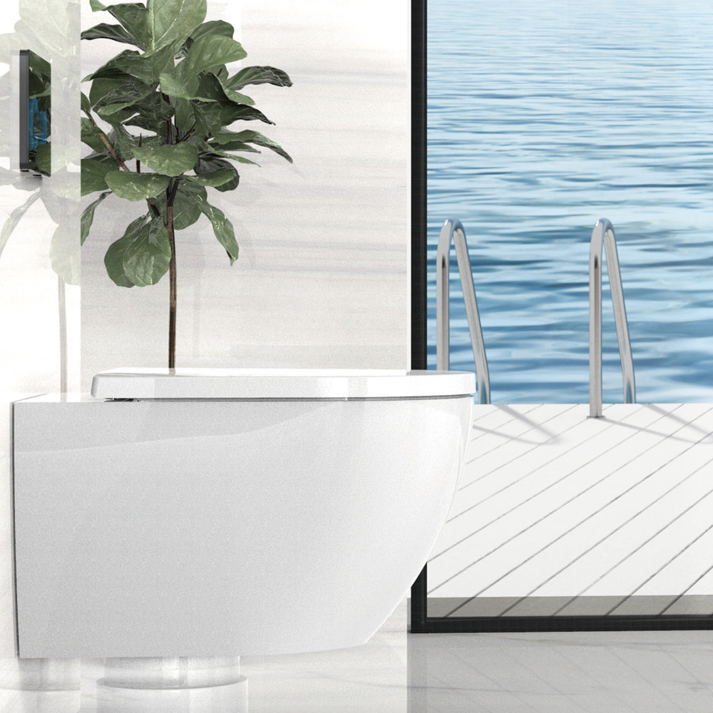 Wall hung Rimless P-trap One Piece Toilet Bowl Modern Ceramic Wall Mounted Toilet