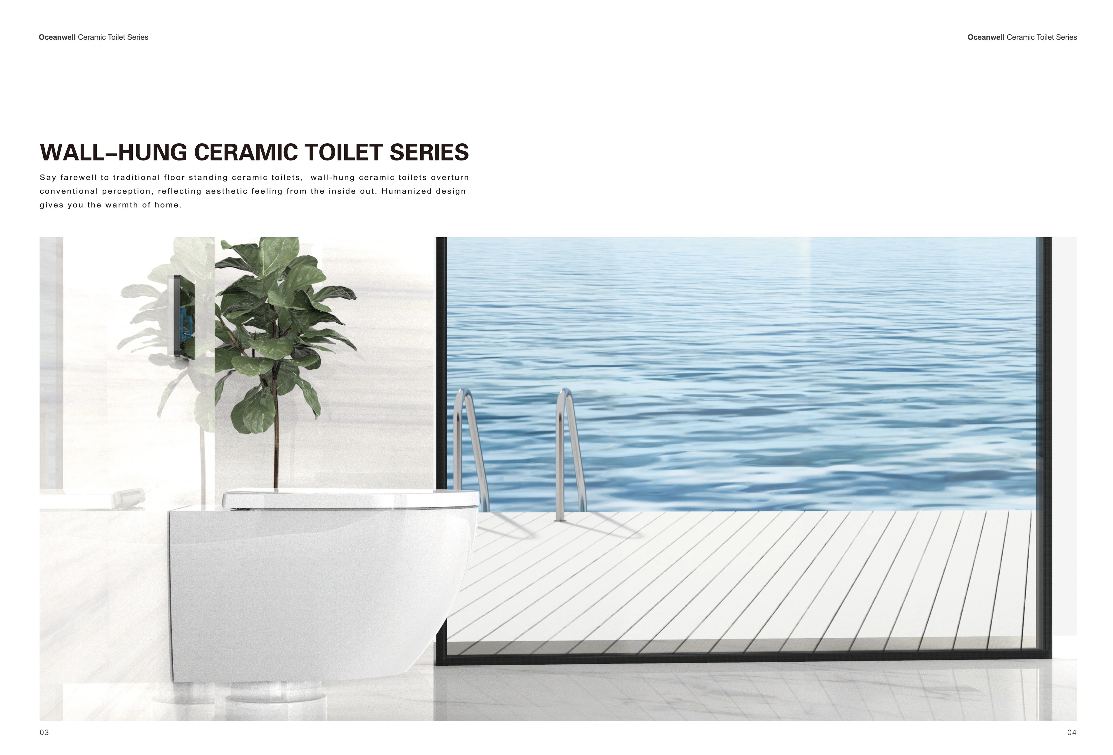 Wall hung Rimless P-trap One Piece Toilet Bowl Modern Ceramic Wall Mounted Toilet