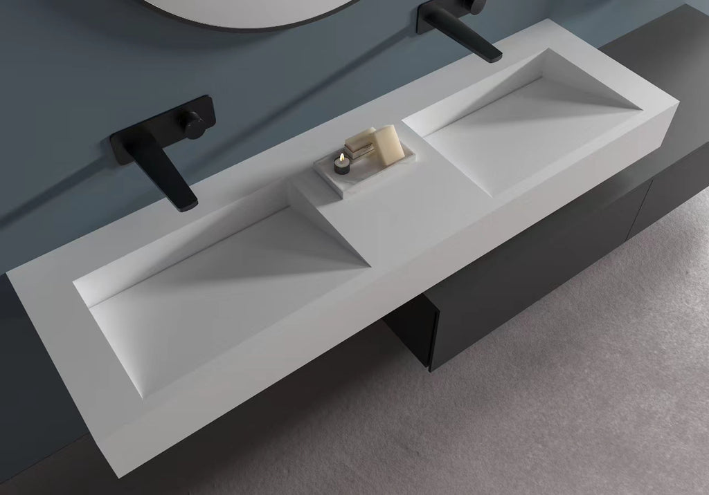 Stone Sink Ceramic Solid Surfaces Cabinet Basin Counter Top Vanity