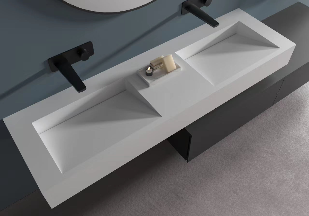 Stone Sink Ceramic Solid Surfaces Cabinet Basin Counter Top Vanity