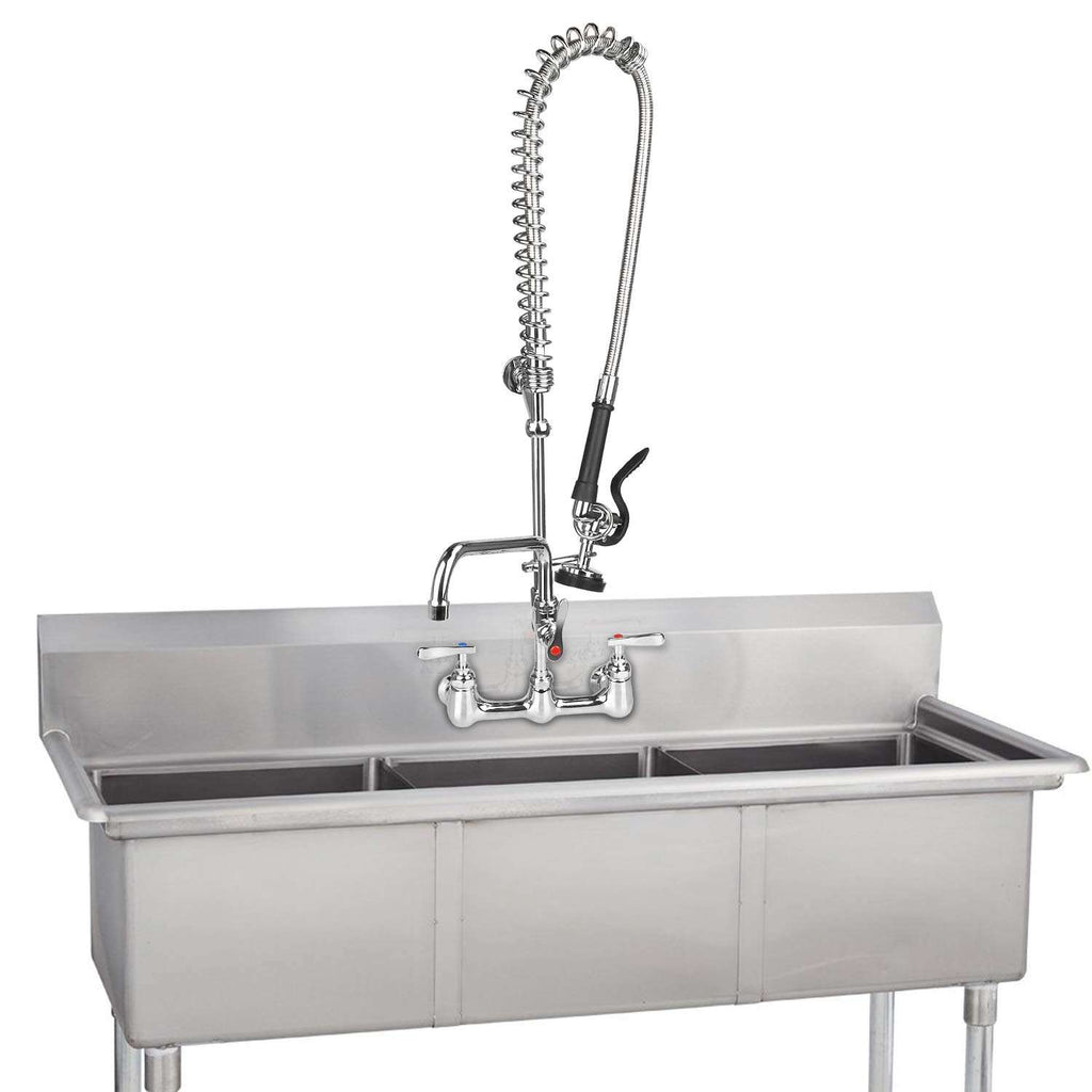 35 Inch Commercial Style Restaurant Sink Water Supply Kit Double Hole Kitchen Mixer