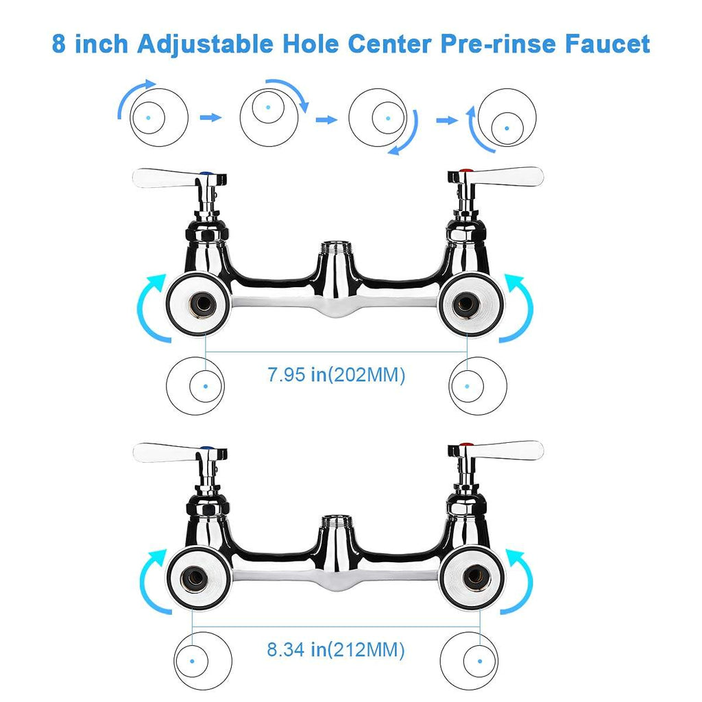 35 Inch Commercial Style Restaurant Sink Water Supply Kit Double Hole Kitchen Mixer