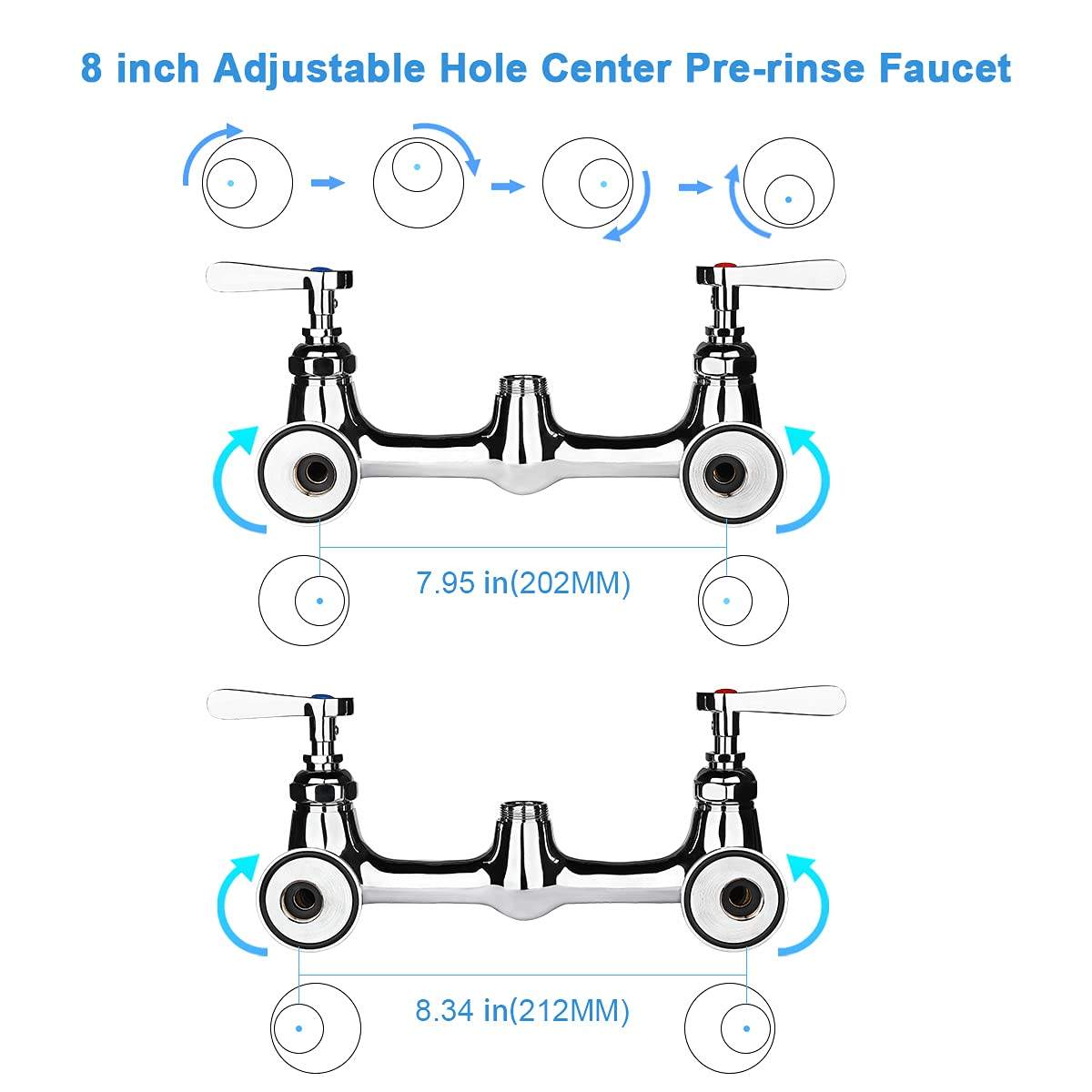 35 Inch Commercial Style Restaurant Sink Water Supply Kit Double Hole Kitchen Mixer