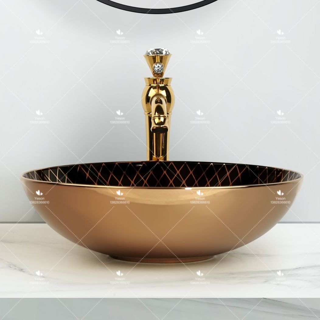 Rose Gold Black Hand Made Ceramic Countertop Wash Basin
