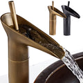 Classic 310mm Single Handle Antique Brass Faucets Deck Mounted Black Waterfall Bathroom