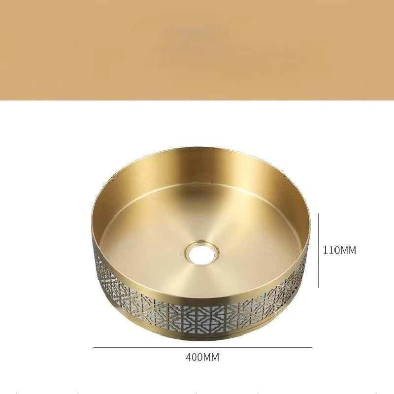 Luxury Modern 304 Stainless Steel Basin Countertop Brushed Gold Wash Sink for Bathroom