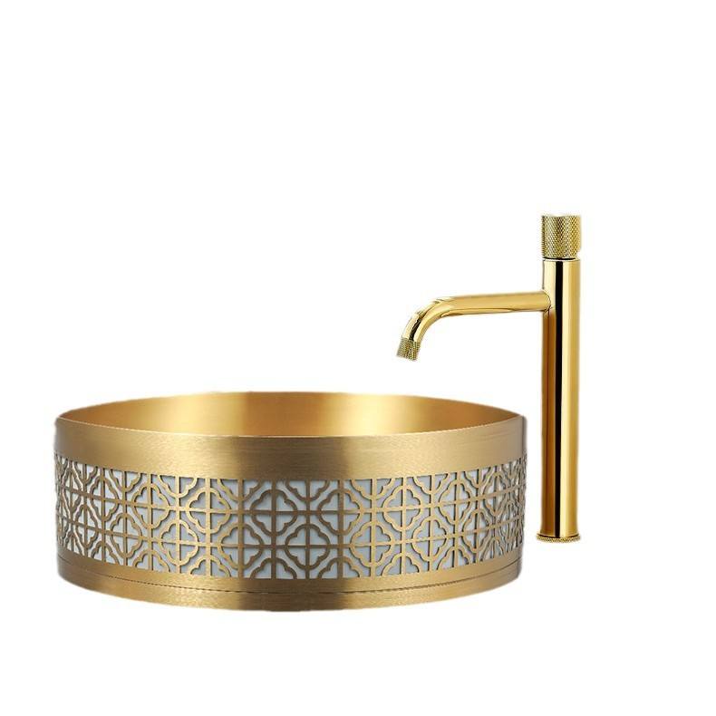 Luxury Modern 304 Stainless Steel Basin Countertop Brushed Gold Wash Sink for Bathroom