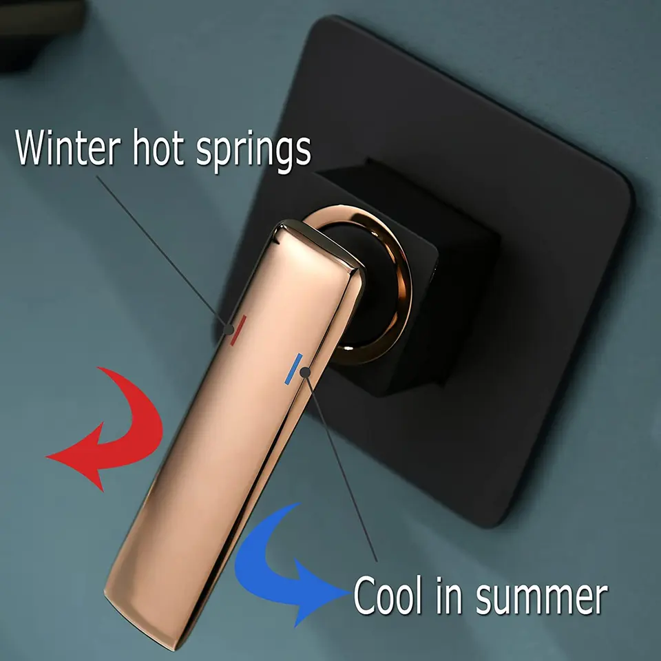 Wall Mounted Brass Basin Faucet Black & Rose Gold Mixer for Bathroom