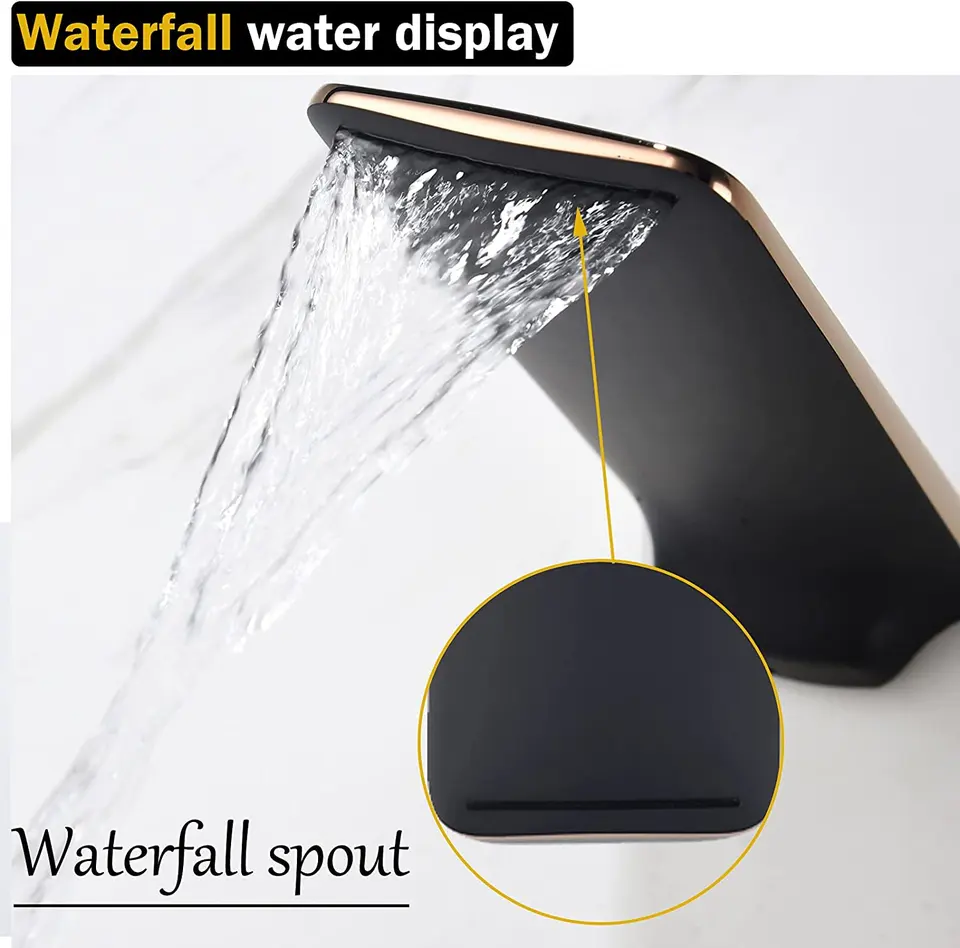 Wall Mounted Brass Basin Faucet Black & Rose Gold Mixer for Bathroom