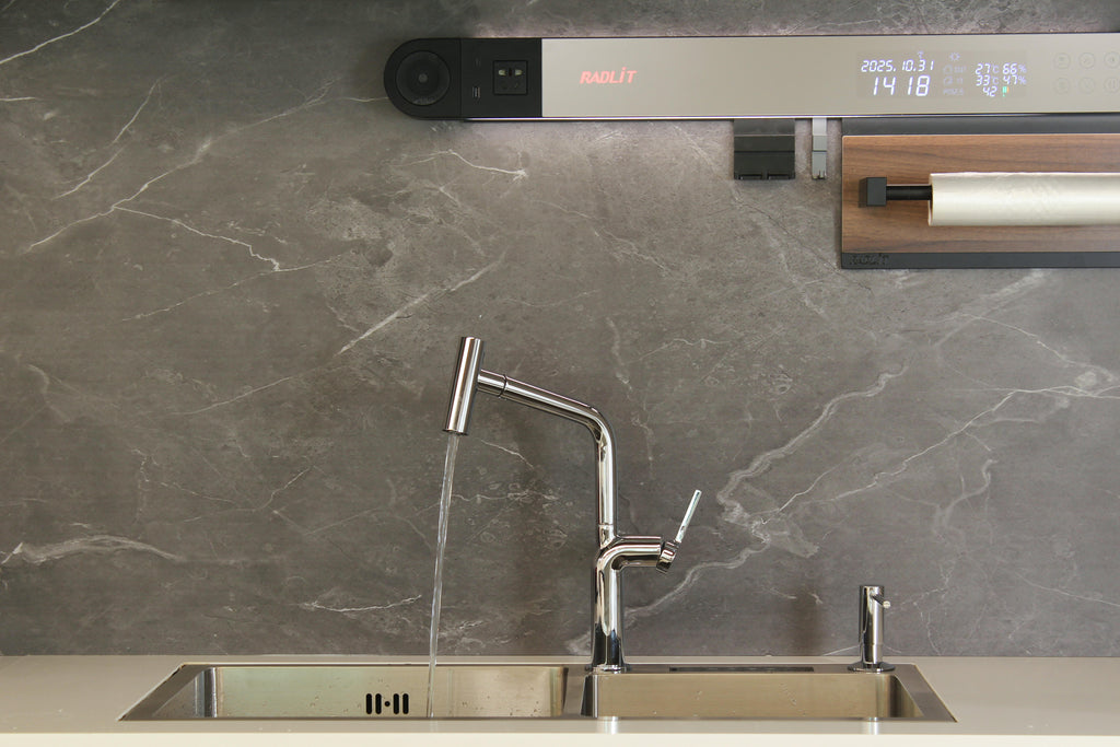 Brushed Stainless/Brass Kitchen Sink Mixer Tap Deck Mounted