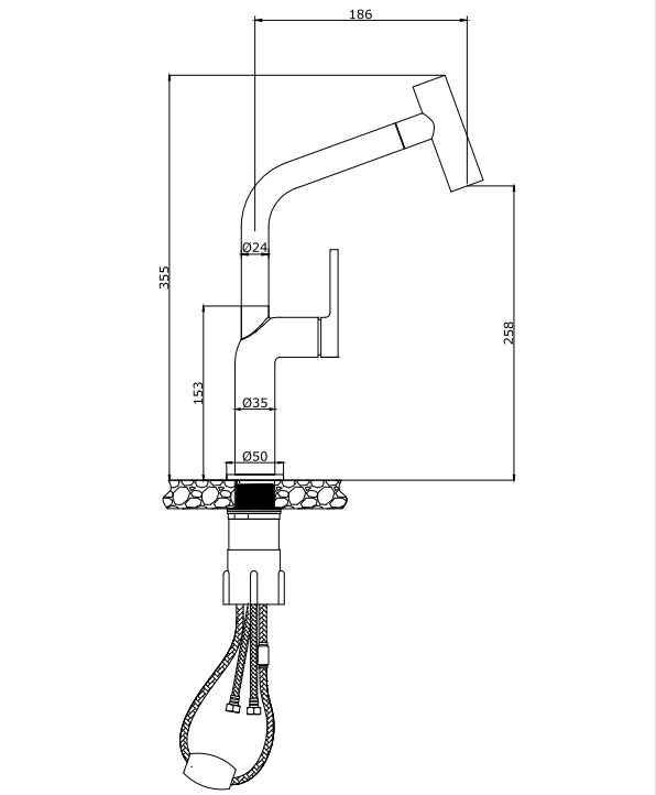 Brushed Stainless/Brass Kitchen Sink Mixer Tap Deck Mounted