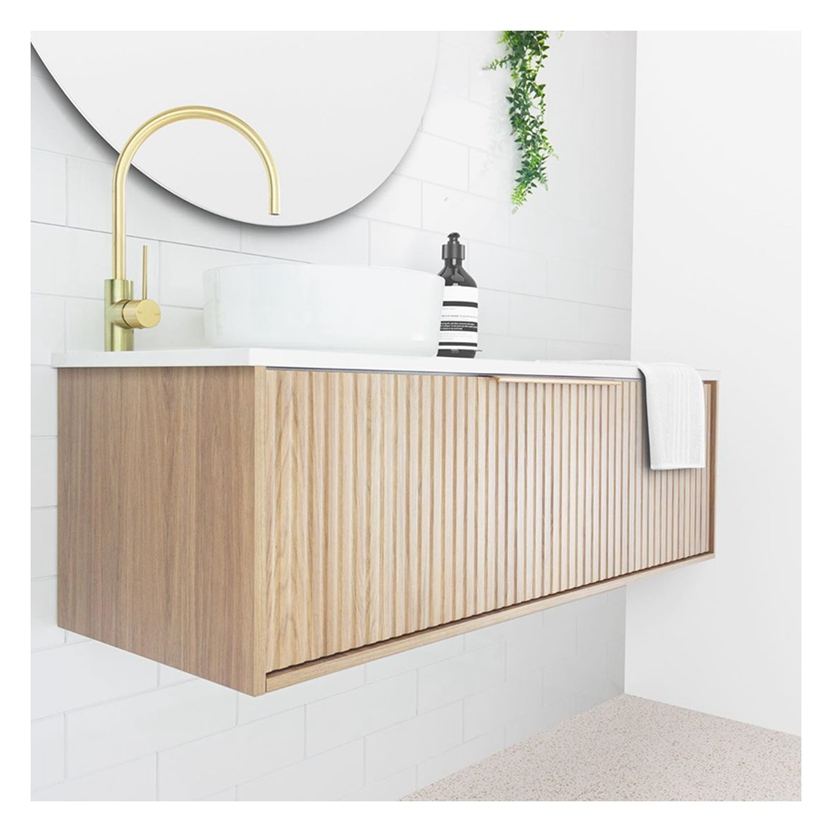 Light Wood Grain Solid Wood Bathroom Vanity with Solid Wood 900 x 450 mm