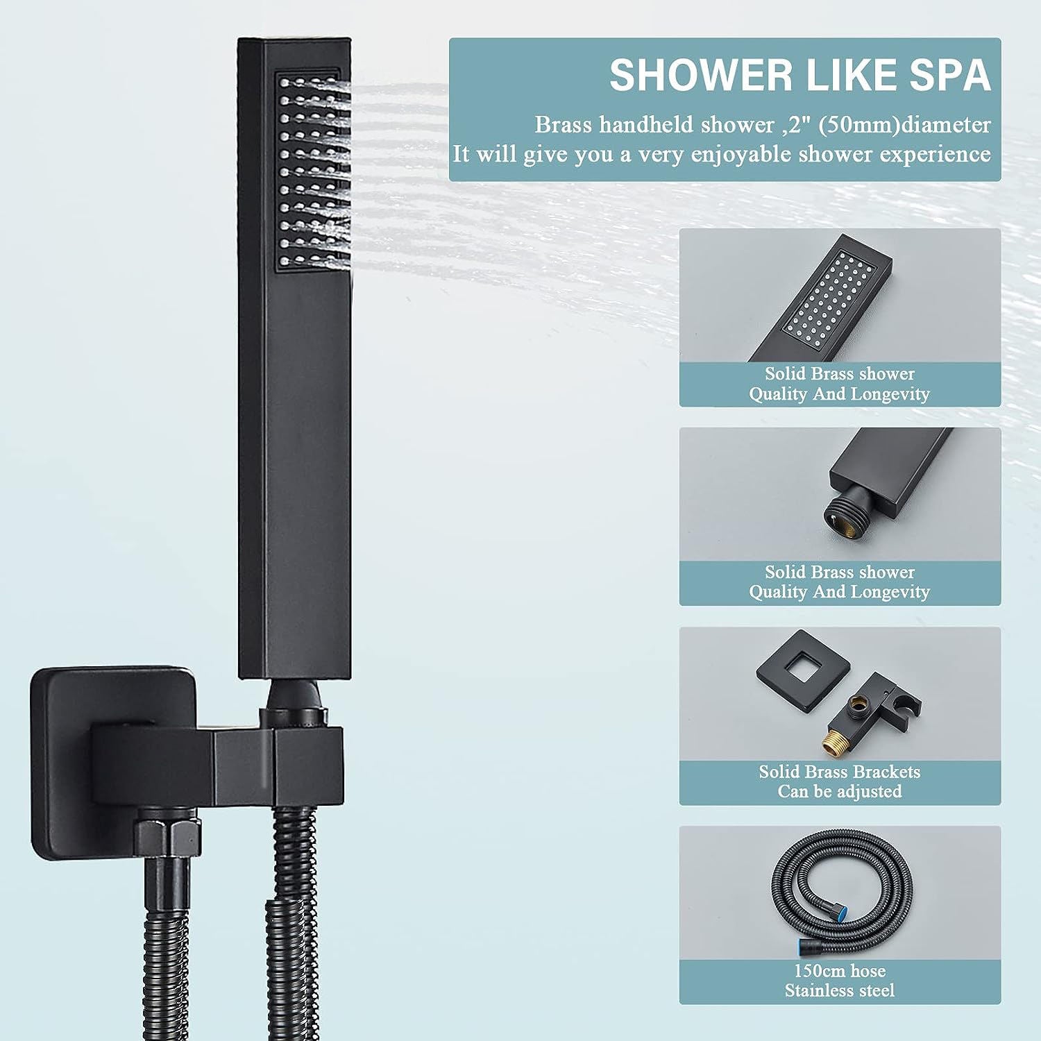 Luxury Brass Black 12 Inch Led Wall Mount Shower Set System Bathroom Concealed Rain Bath Shower Mixer for Hotel