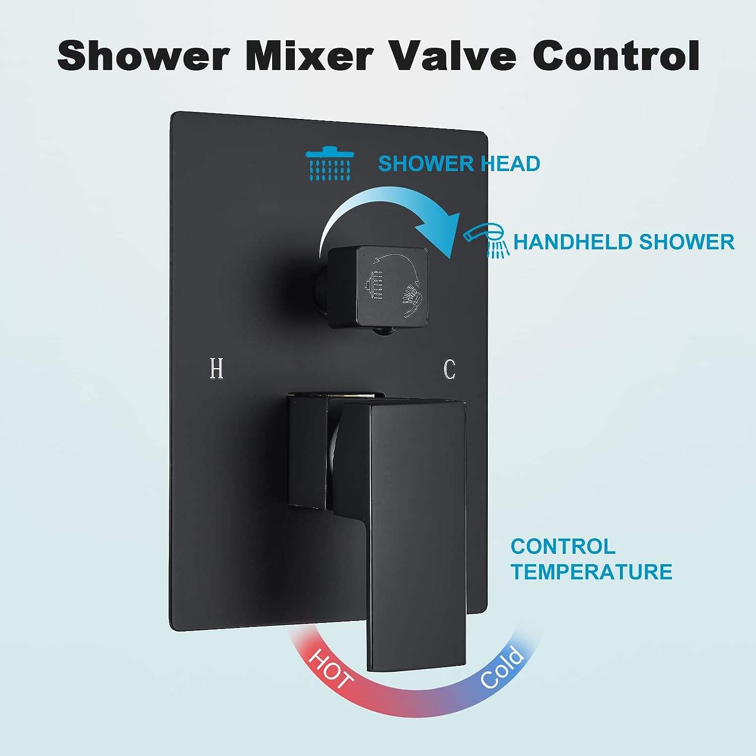 Luxury Brass Black 12 Inch Led Wall Mount Shower Set System Bathroom Concealed Rain Bath Shower Mixer for Hotel