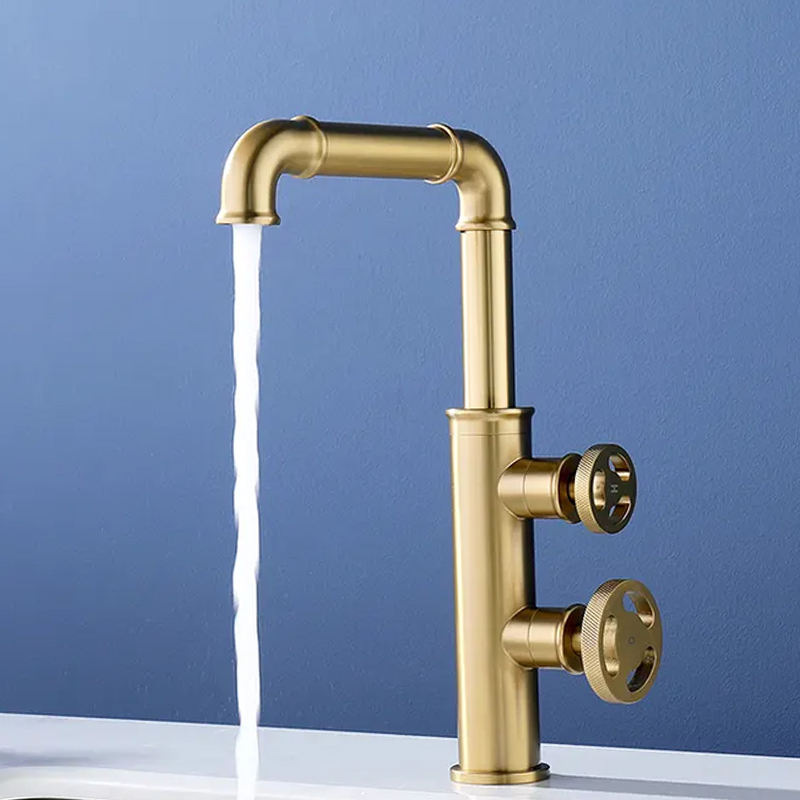Modern Industrial Style Basin Mixer/ Deck Mounted Bathroom Double Handle