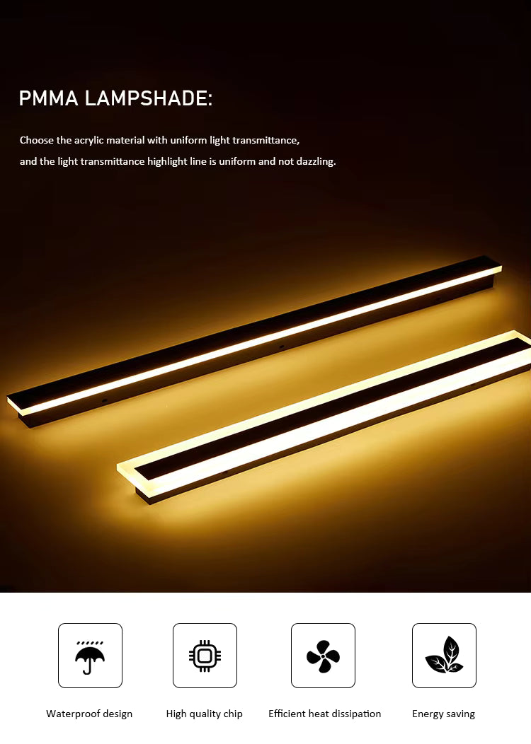 DAWN Outdoor Wall Lamp Waterproof 1800x100x100mm Modern LED Long Strip Wall Light Fixture for Front Porch Garden Lighting