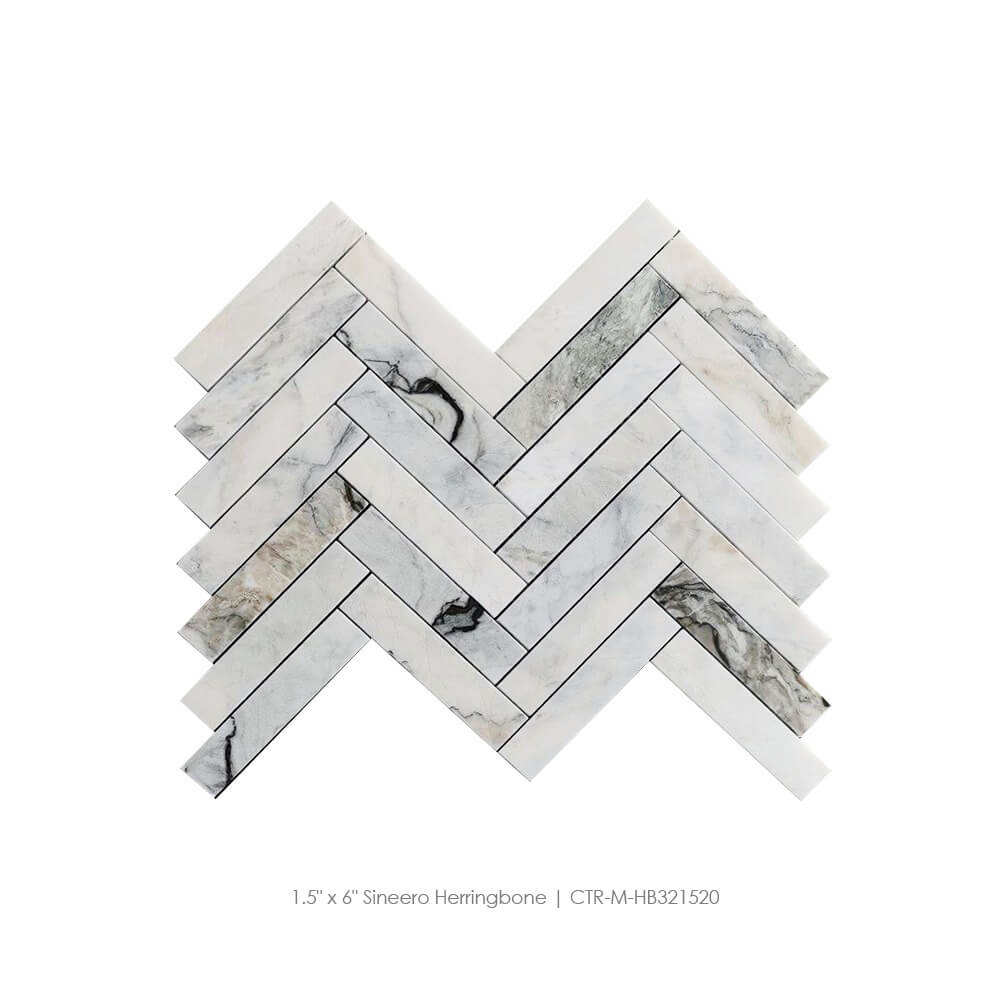Century mosaic Sinero 300mm x 300mm  White Herringbone Stone Marble Mosaic Tiles for Kitchen Bathroom Wall Floor Home Decoration